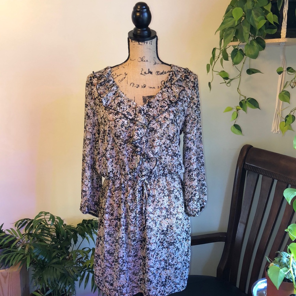 Printed Ruffled Dress Top - Picture 1 of 6